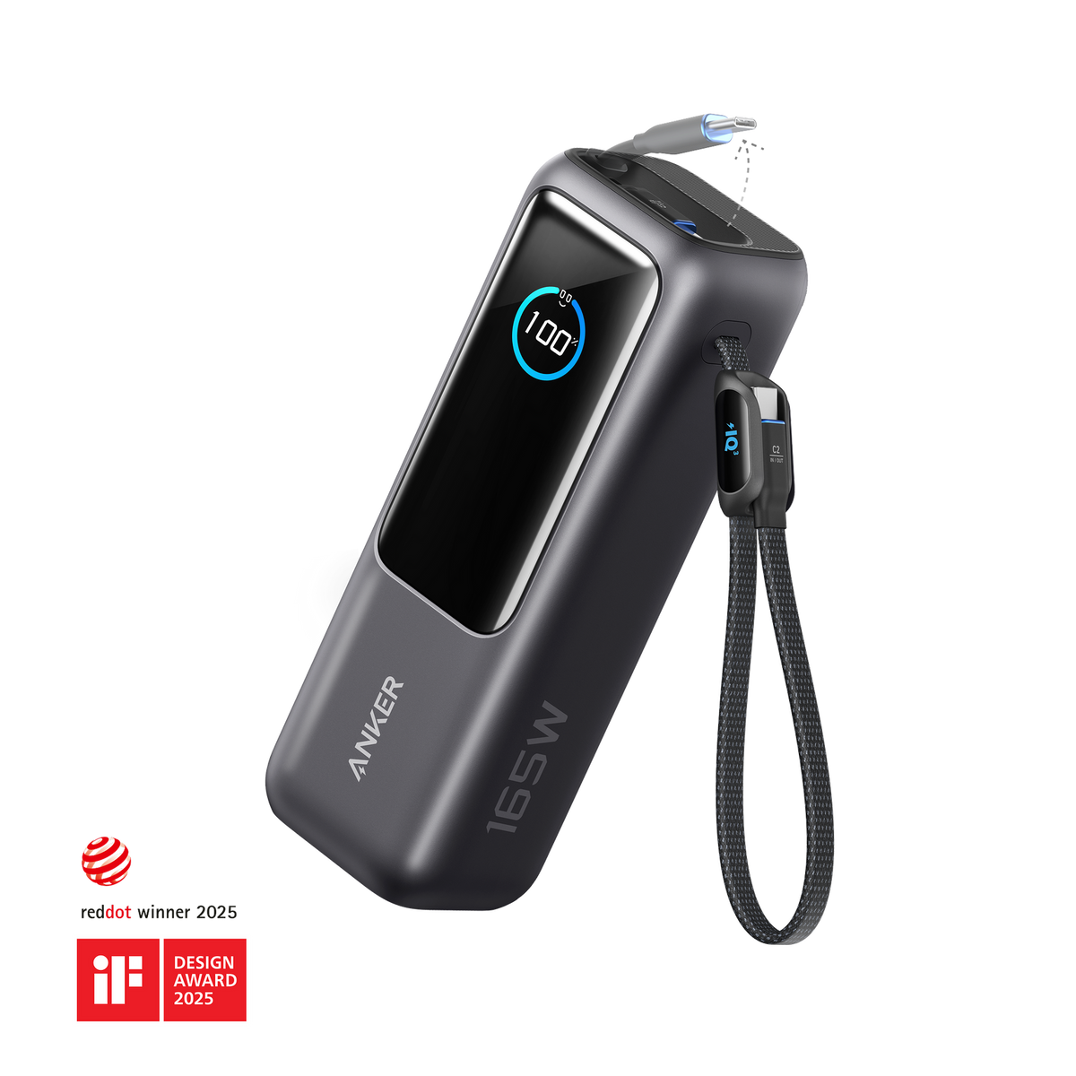 Anker Power Bank (25K, 165W, Built-In and Retractable Cables)